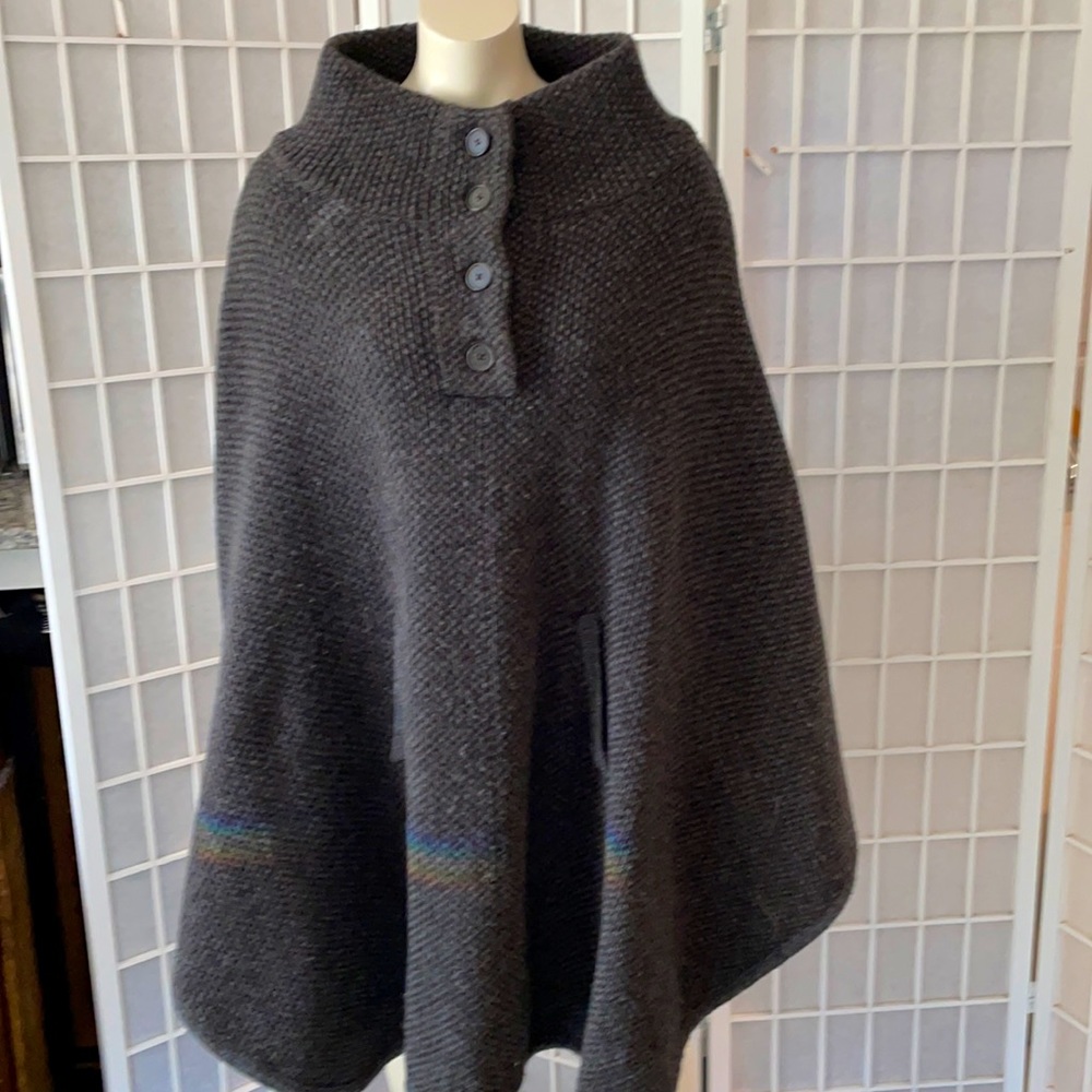 Warm Dark Gray Knit Poncho/ Cape